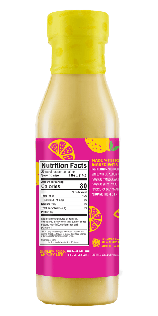 Organic Lemon Garlic  - Nutrition Facts Panel
