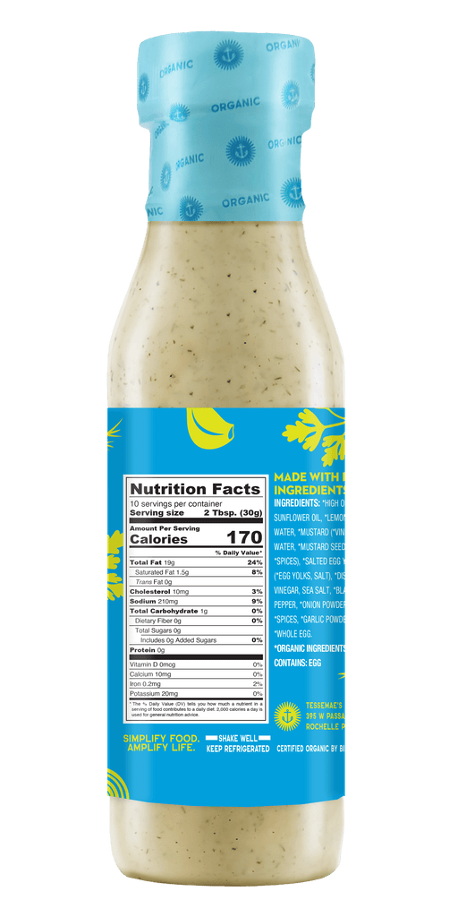 Organic Creamy Ranch - Nutrition Facts Panel