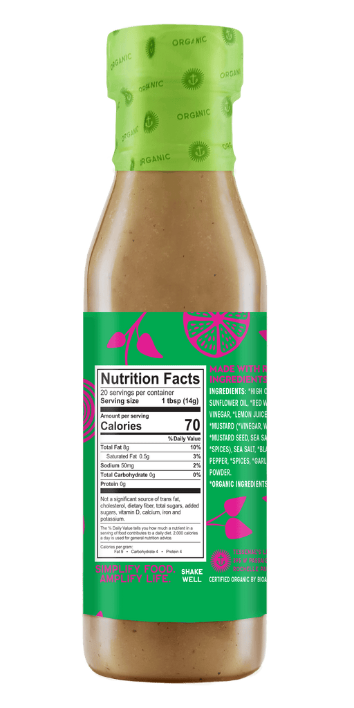 Organic Classic Italian- Nutrition Facts Panel
